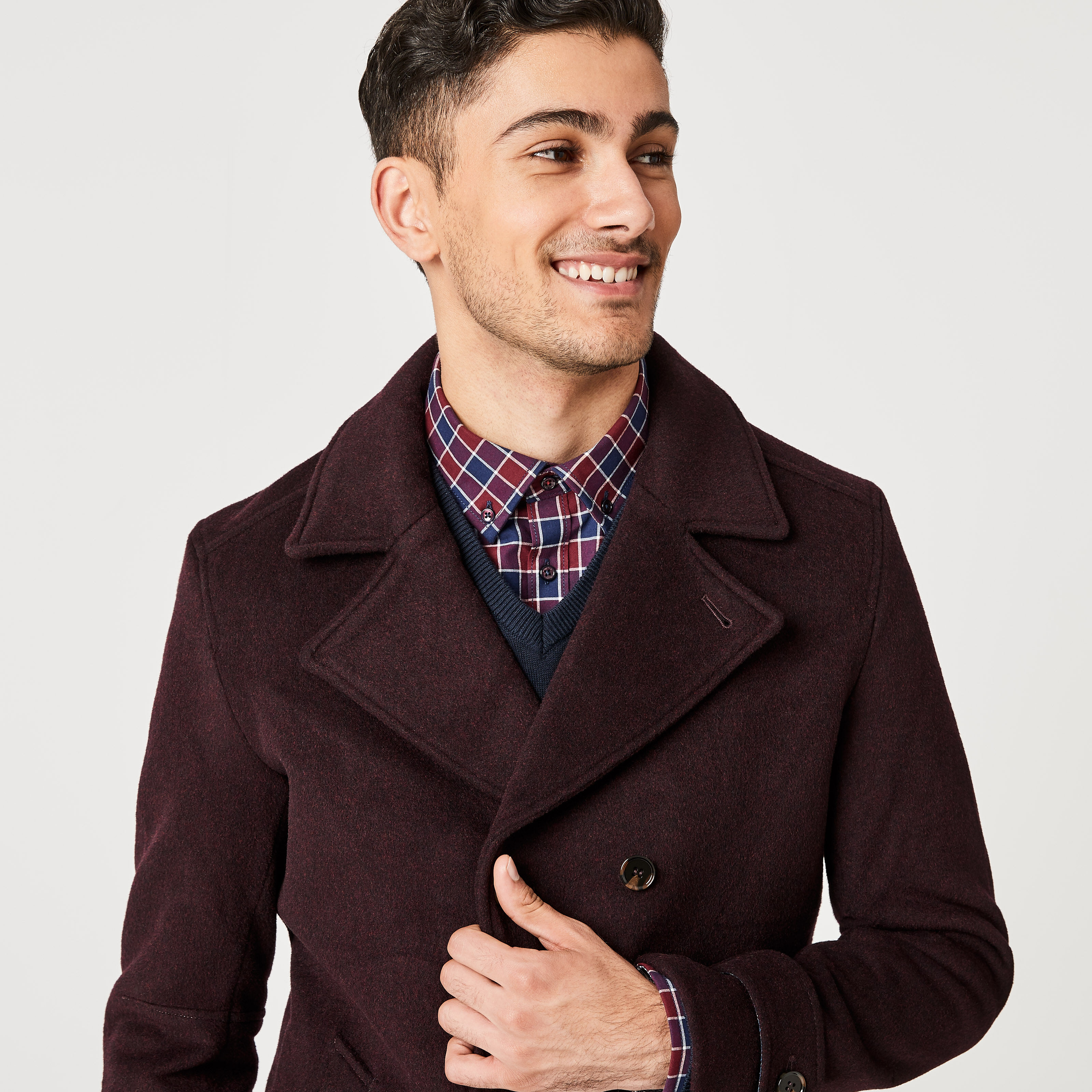 Maroon peacoat top